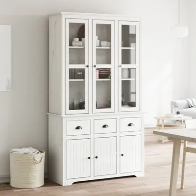 Produktbild von The Living Store Highboard BODO Weiß 115,5x43x200,5 cm Massivholz Kiefer