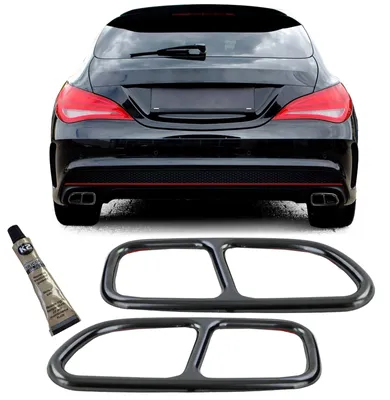 Für Mercedes CLA C117 X117 13-16 Edelstahl Endrohr Blenden Schwarz 4 Rohr Optik in der Farbe Schwarz von Carparts-Online GmbH