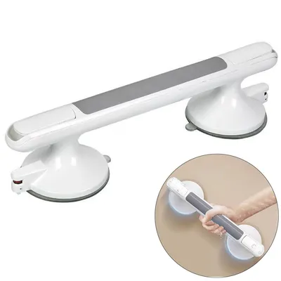 Produktbild von Saugnapfgriff, ergonomisches Design, 10 cm Saugnäpfe, bis 120 kg belastbar, für Dusche, Badewanne, WC, sicher und stabil, ideal für Senioren
