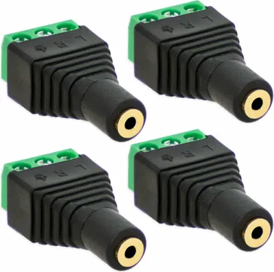 Produktbild von Klinken Buchse 2,5mm Adapter > Terminal Block 3-Pin Schraub Klemmen Vergoldet[4x Buchse]