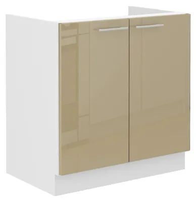 Produktbild von Spülenschrank 80 Lara Cappuccino Hochglanz + Weiß matt Küchenzeile Küchenblock
