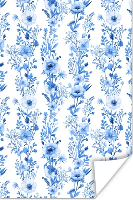 Produktbild von MuchoWow® Poster Blumen - Pflanzen - Blau 60x90 cm - Wanddekoration