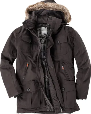 Produktbild von Brigg dunkelbrauner Parka mit abnehmbarer Kapuze Übergröße