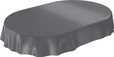 Produktbild von Tischdecke Wachstuch PVC abwaschbar Einfarbig Anthrazit Oval 180x140cm Schnittkante
