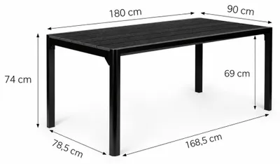 Zdjęcie produktu dla Duży czarny stół ogrodowy, 8-osobowy, 180×90 cm