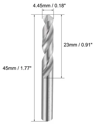 Produktbild von Bohrer mit Geradem Schaft Spiralbohrer 4,45 mm Vollhartmetall fš¹r Hartstahl Edelstahl, geh?rtet auf 50 HRC