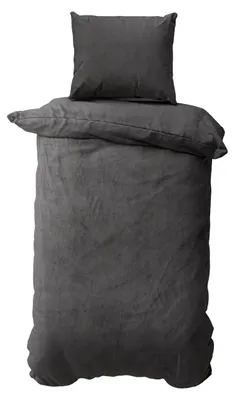 Produktbild von Müskaan 2 tlg Nicky Plüsch Bettwäsche 135x200 + 80x80 cm anthrazit  Cashmere Touch Winter Bettbezug Set mit Reißverschluss