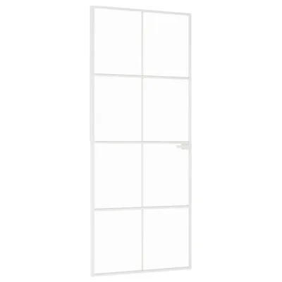 Immagine prodotto di vidaXL Porta interna bianca 83x201,5 cm in vetro temperato e alluminio, modello sottile