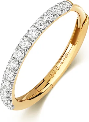 Produktbild von Wunderschöne 9 Karat (375) Gold Damen - Diamant Einzel Knorpel Creole Brillant-Schliff 0.14 Karat GH - SI3-I1 - 15mm; TRS35419