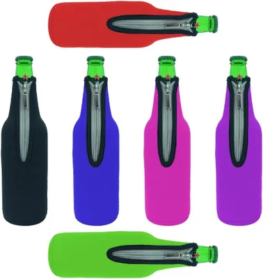 Imagen del producto de Fundas aislantes para botellas de neopreno, juego de 4 unidades, capacidad de 520 ml, con cierre de cremallera, para bebidas