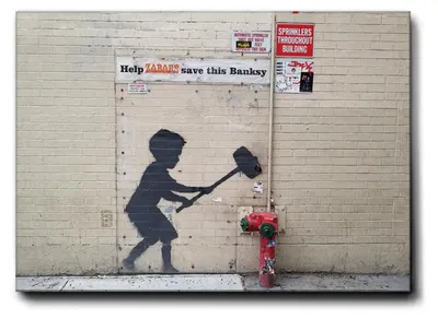 Produktbild von Giallobus - Babyhammer - Banksy - 70L x 50B cm - Bild - Premium Loom Canvas mit hoher Dicke