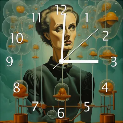 Produktbild von Wallario Design Wanduhr Gedankenexperiment aus Echtglas, Größe 30 x 30 cm