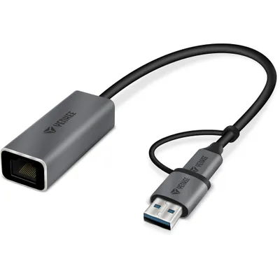 Obrázok produktu pre YENKEE YTC 013 adaptér pre gigabitový Ethernet s portmi USB 3.0 a USB C 3.1