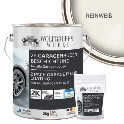 Produktbild von 2K Garagenbodenbeschichtung Garagenfarbe Garagenbodenfarbe Epoxidharz Bodenbeschichtung für Garage Werkstatt Keller - Reinweiss l 5kg