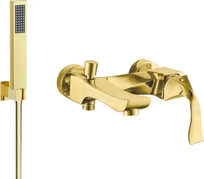 Produktbild von Mexen Estrella R02 Wannenbatterie mit Brausegarnitur, Gold - 7233R02-50