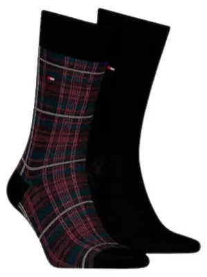 Image de Tommy Hilfiger - Chaussettes pour homme (lot de 2) NA1115 (44,5 EU - 47 EU) (noir/rouge)