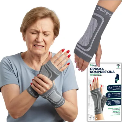 Zdjęcie produktu dla FIT4MED | Opaska uciskowa Opaska na nadgarstek Elastyczna opaska na rękę S/M – elastyczna, klasa ucisku II (23–32 mmHg), EasyGrip