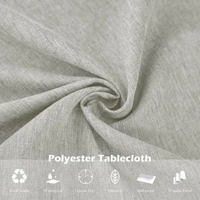 Immagine prodotto di Tovaglia Famanu, impermeabile, rotonda, 180 cm - Tovaglia in lino sintetico minimalista, color grigio chiaro
