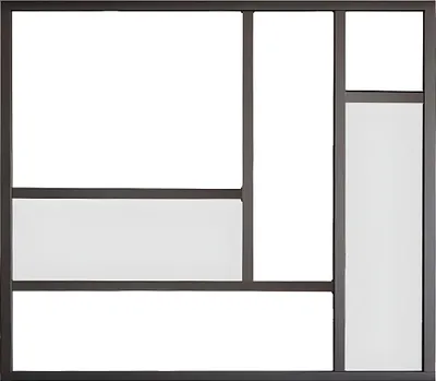 Produktbild von Glastrennwand im Werkstattstil, pulverbeschichtet, Aluminium, mit Spiegeln, 150x130 cm - schwarz - ELEXIA