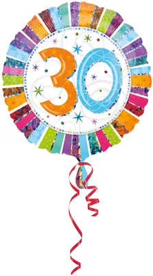 Produktbild von Amscan 16069 01 - Standard Folienballon Radiant Birthday 30, Durchmesser circa 43 cm, Volumen 13 Liter, Heliumballon
