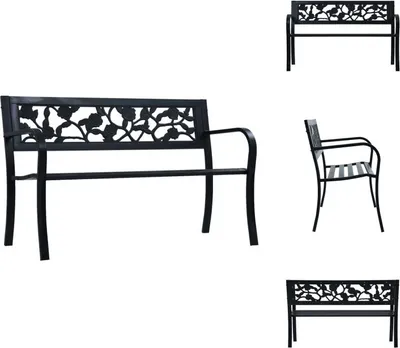 Produktbild von vidaXL Gartenbank 125 cm Schwarz Stahl -  Gartenbänke