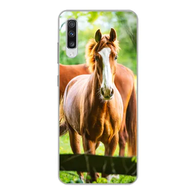 Produktbild von MuchoWow® Handyhülle Schutzhülle Hülle für Samsung Galaxy A70 Pferde - Licht - Wiese Silikon Softcase Handy Hülle - Schutzhaube