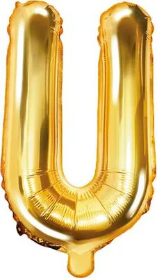 Image de Ballon en plastique lettre "U", 35cm, or (1 carton / 50 pièces)