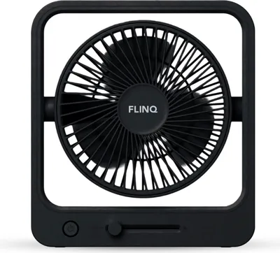 Produktbild von FlinQ Coolcube Tischventilator – Mini-Ventilator für Schreibtisch oder Tisch – USB-aufladbar, kabellos & drehbar – Schwarz