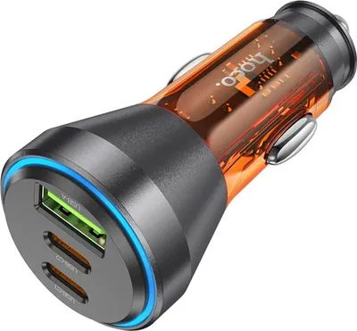 Produktbild von HOCO Autoladegerät USB QC 18W + 2 x Typ C 30W PD60W NZ12D orange
