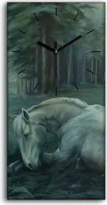 Produktbild von Wandbild Leinwand Bilder Wanduhr 30x60 Malerei Wald Bäume Pferd Natur Kunst - schwarze Hände