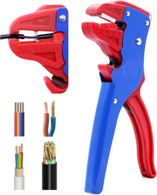 Produktbild von Automatischer Abisolierzange 0.2 bis 6.0 mm², 2-in-1 Seitenschneider, blau und rot, für Elektrik
