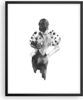 Produktbild von Gerahmtes Poster - Schwarzer Rahmen - Frau Aquarell Schwarz - 40x50 cm - Wand Bild - Wanddeko - Wandbilder - Kunstposter - Wandposter - Bilderrahmen - Bilder - Kunstdruck - P2BPA40x50-4805
