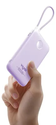 Produktbild von VIYISI Powerbank 10000mAh Ultradünn mit Integriertem USB-C Kabel-Lila