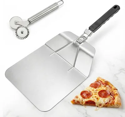 Produktbild von Pizzaschaufel, perforiert, klappbarer Griff, Edelstahl, für Ofen