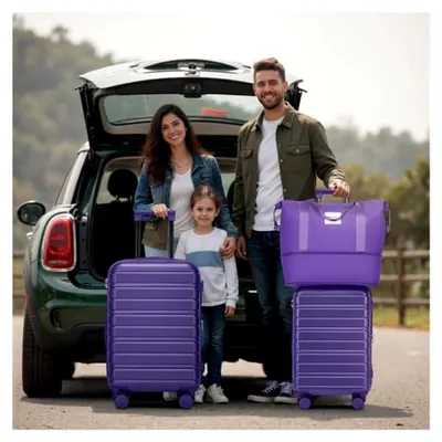 Produktbild von 6-teiliges Hartschalen-Kofferset mit erweiterbaren Koffern und Spinner-Rollen (Lila Traube)
