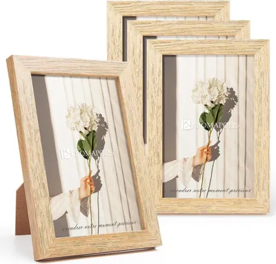 Produktbild von Kleine Bilderrahmen 10x15 cm Eichenoptik 4 Stück Acrylglas Einspann Rahmen
