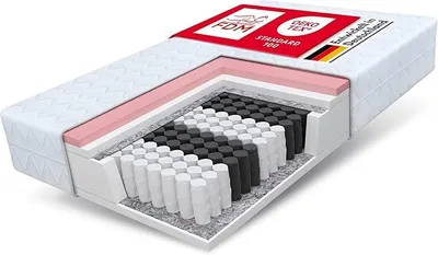 Image de Matelas 160x200 cm, fermeté H2 ou H3, hauteur 24 cm. Matelas à ressorts ensachés, avec mousse viscoélastique et mousse de polyuréthane. 7 zones de confort. Housse premium hypoallergénique et lavable.  Oeko-Tex. Mousse à mémoire de forme