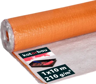 Obrázok produktu pre KOTARBAU® Maliarske rúno 1 x 10 m Maskovacia fólia Maliarske maskovacie rúno 210 g/m2 Vodotesný oranžový náter Maliarske príslušenstvo Maliarske rúno v roli s textilným podkladom Matti Cover stavebná rohož