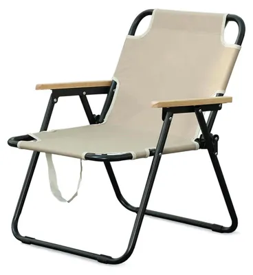 Immagine prodotto di Sedia da campeggio pieghevole con braccioli, color beige, dimensioni 57x58x73 cm