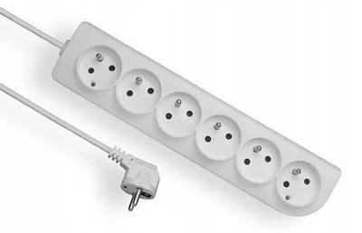 Immagine prodotto di Cavo di prolunga con messa a terra, 6 prese, bianco, 2 m OMY 3x1 Elgotech PSN-602