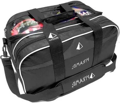 Productafbeelding van Bowling Tas - Dubbele Bal Tas - Sport Accessoires - Transparante PVC Bovenklep - 49 cm - Zwart
