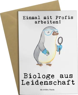 Produktbild von Mr. & Mrs. Panda Beileidskarte Biologe Leidenschaft - Weiß - Geschenk, Master, weihnachtskarten, Witzig, Grußkarten, Lustig, genesungskarte, valentinstagskarte, Studium