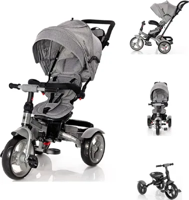 Produktbild von Lorelli Tricycle Neo 4 in 1 EVA-Reifen, Schiebestange, Sitz drehbar, verstellbar dunkelgrau