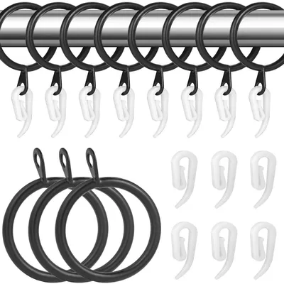 Imagen del producto de Anillos metálicos para cortinas, de 30 mm, color , 22 unidades, con ganchos, para barras de cortina