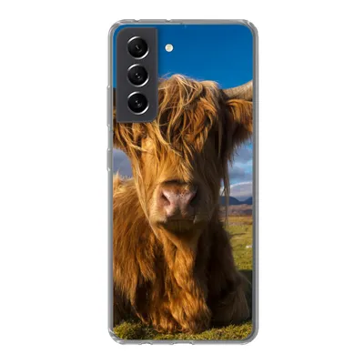 Produktbild von MuchoWow® Handyhülle Schutzhülle Hülle für Samsung Galaxy S21 FE Schottische Highlander - Tiere - Gras Silikon Softcase Handy Hülle - Mobiltelefonhülle