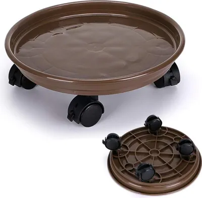 Image de Support pour plantes avec roulettes pour plantes d'intérieur et d'extérieur Capacité de charge 56kg (Marron)