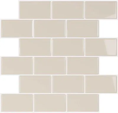 Productafbeelding van Beige Tegel Stickers - 3D Zelfklevende Tegels voor Keuken en Badkamer - Waterdicht Rectangular Maat 30.5 cm x 30.5 cm - Set van 6