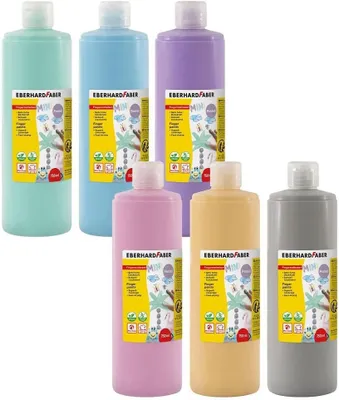 Produktbild von Eberhard Faber 578906 - Fingerfarben EFA Color, 6 Pastell Farben mit je 750 ml, Fingerfarben Kinder ungiftig
