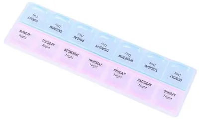 Image de Go Go Gadget – Pillendose – Boîte à médicaments – 7 jours – 2 compartiments – 14 compartiments – Rose pastel/Bleu