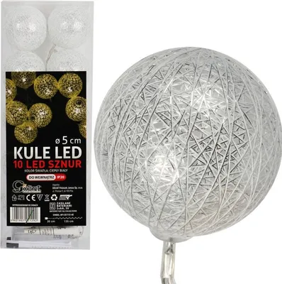 Produktbild von Dekorative weiße LED-Lichter in Wattebällchen, 10 Stück - Wattebällchen, batteriebetrieben